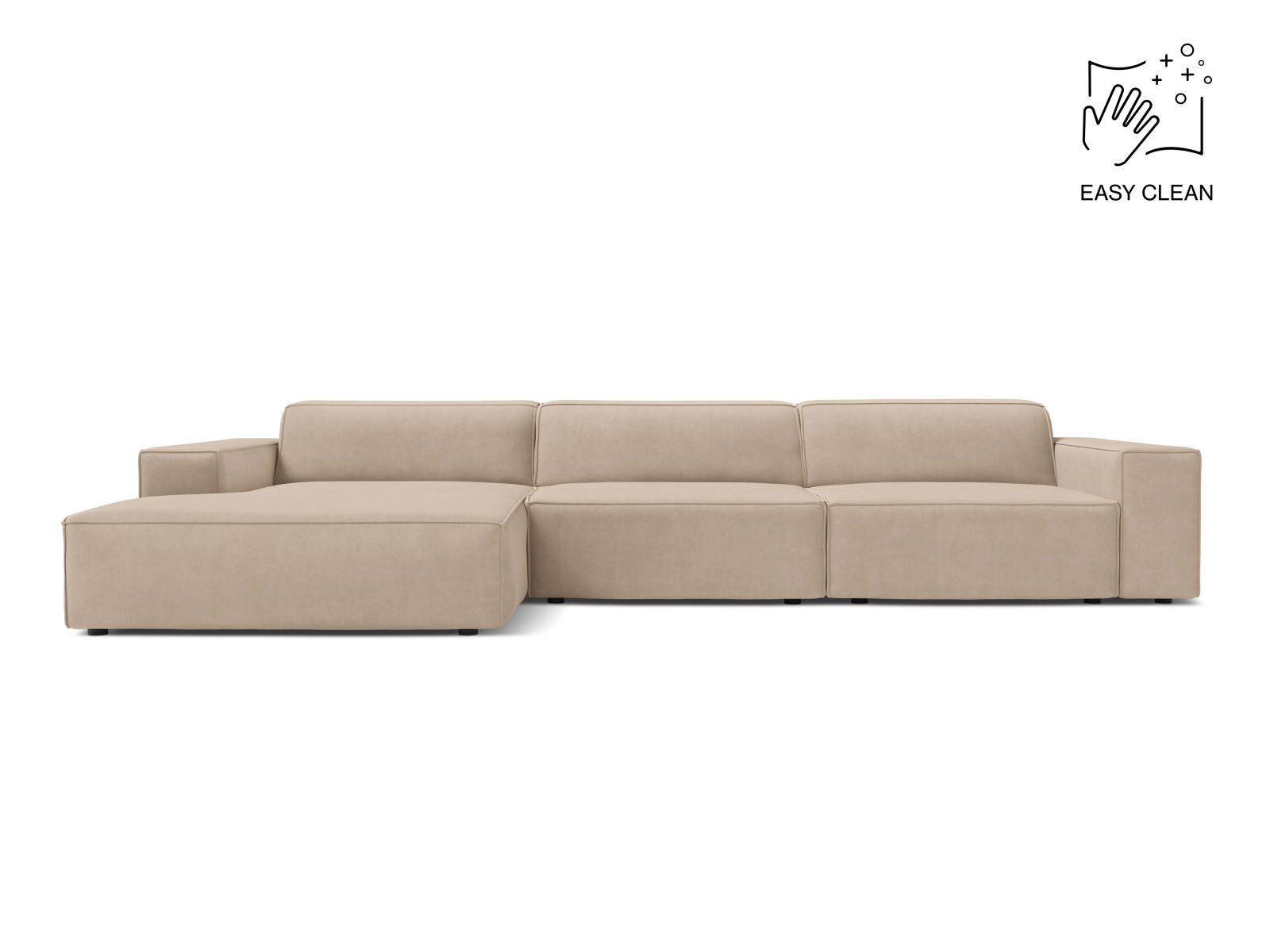 Velvet Modular Left Corner Sofa, "Jodie", 4 Seats, 284x162x77