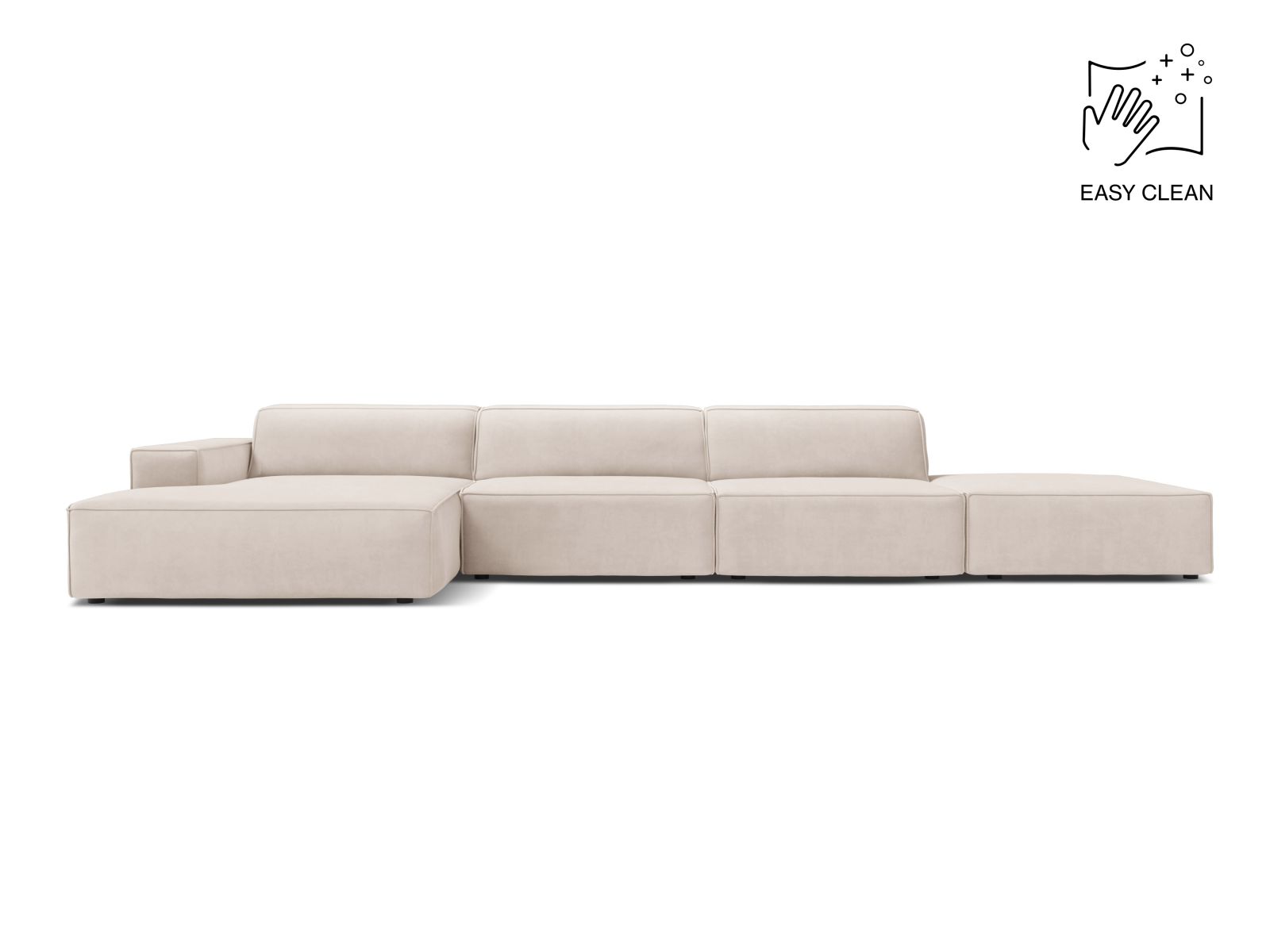 Velvet Modular Left Corner Sofa, "Jodie", 5 Seats, 341x162x77