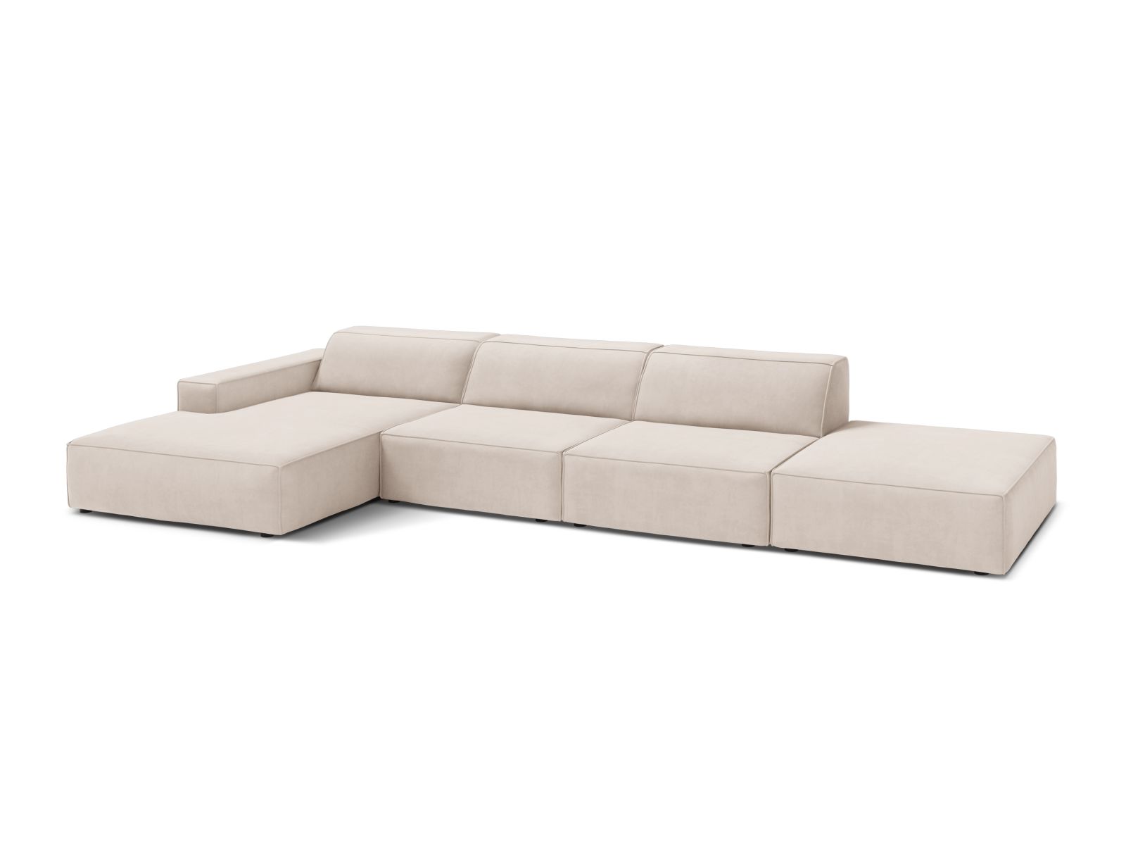 Velvet Modular Left Corner Sofa, "Jodie", 5 Seats, 341x162x77
