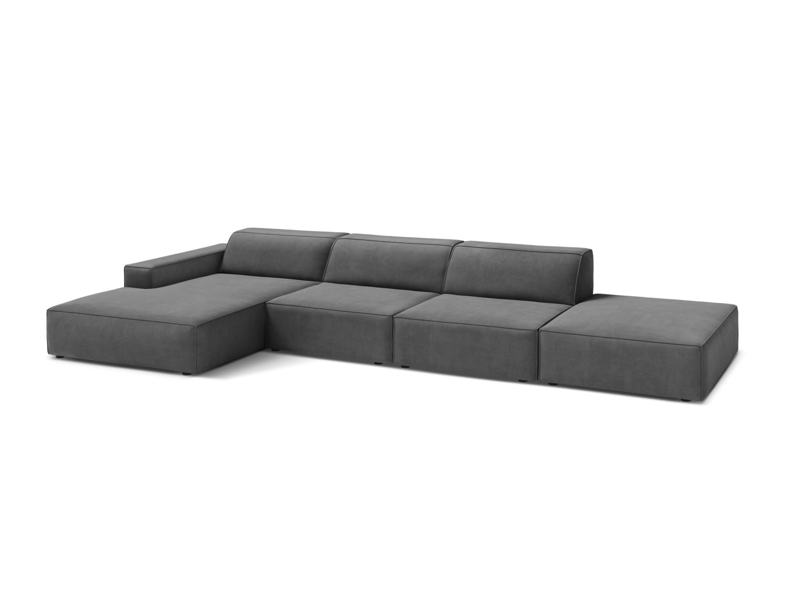 Velvet Modular Left Corner Sofa, "Jodie", 5 Seats, 341x162x77
