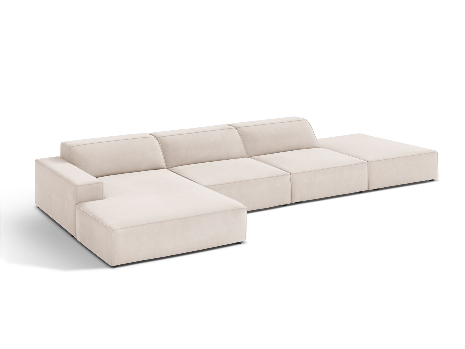 Velvet Modular Left Corner Sofa, "Jodie", 5 Seats, 341x162x77