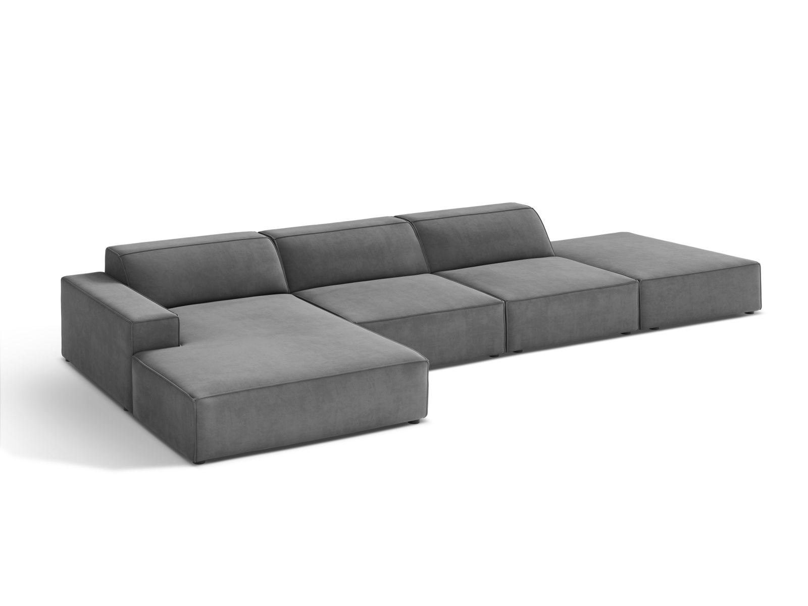 Velvet Modular Left Corner Sofa, "Jodie", 5 Seats, 341x162x77
