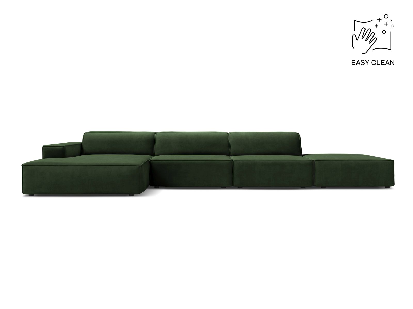 Velvet Modular Left Corner Sofa, "Jodie", 5 Seats, 341x162x77