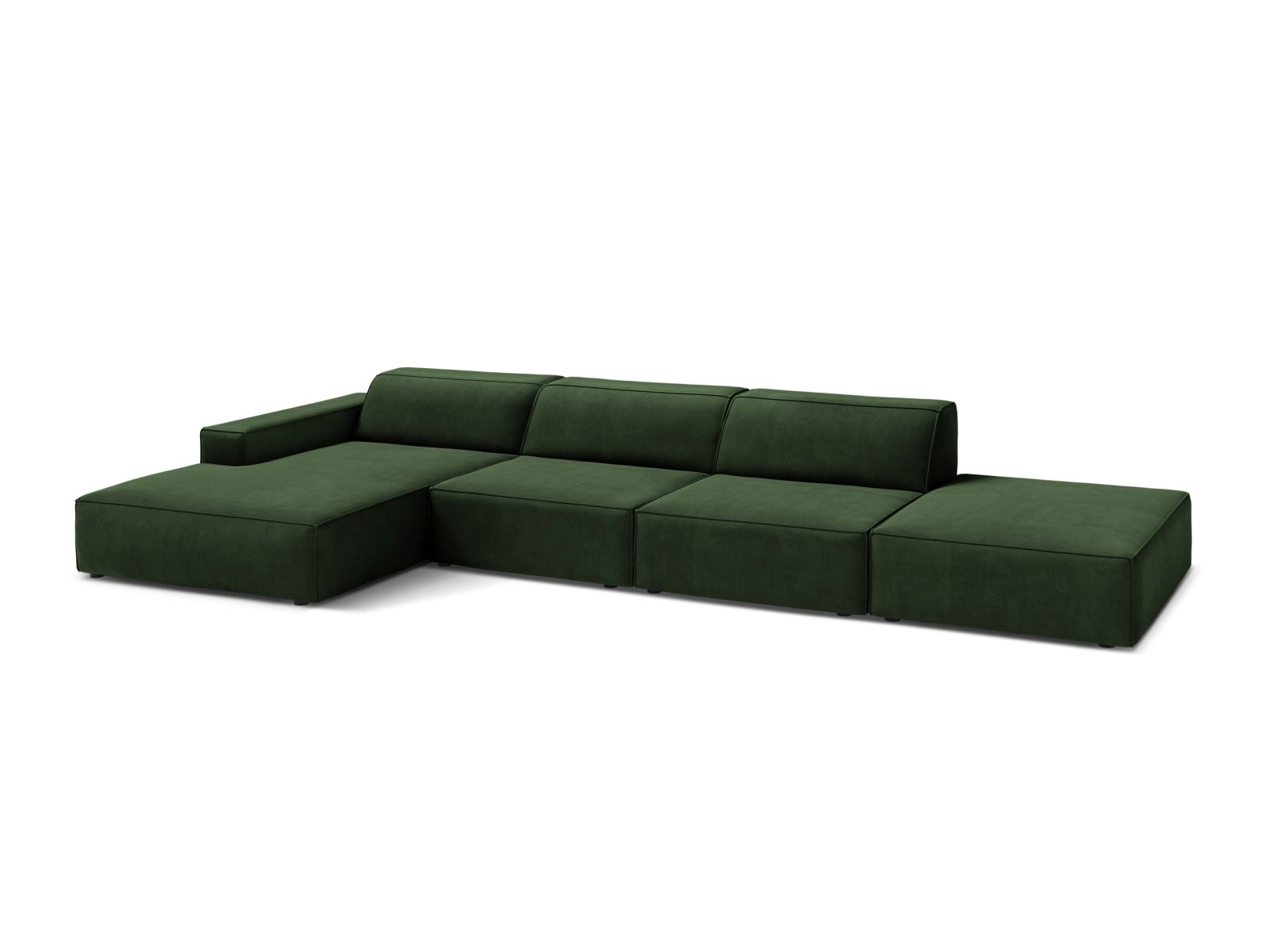 Velvet Modular Left Corner Sofa, "Jodie", 5 Seats, 341x162x77