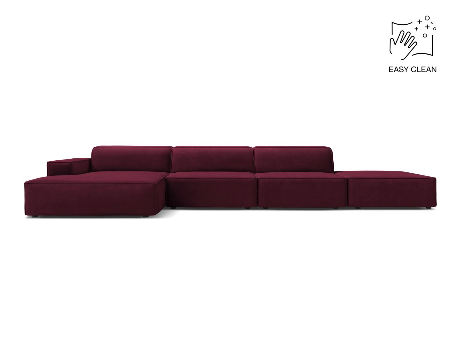 Velvet Modular Left Corner Sofa, "Jodie", 5 Seats, 341x162x77