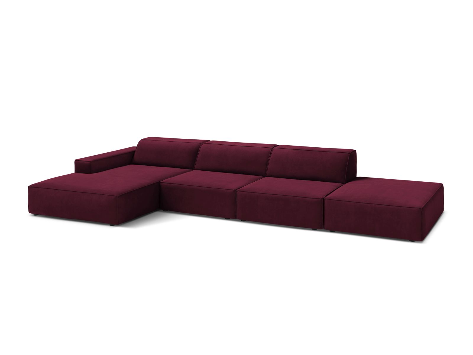 Velvet Modular Left Corner Sofa, "Jodie", 5 Seats, 341x162x77