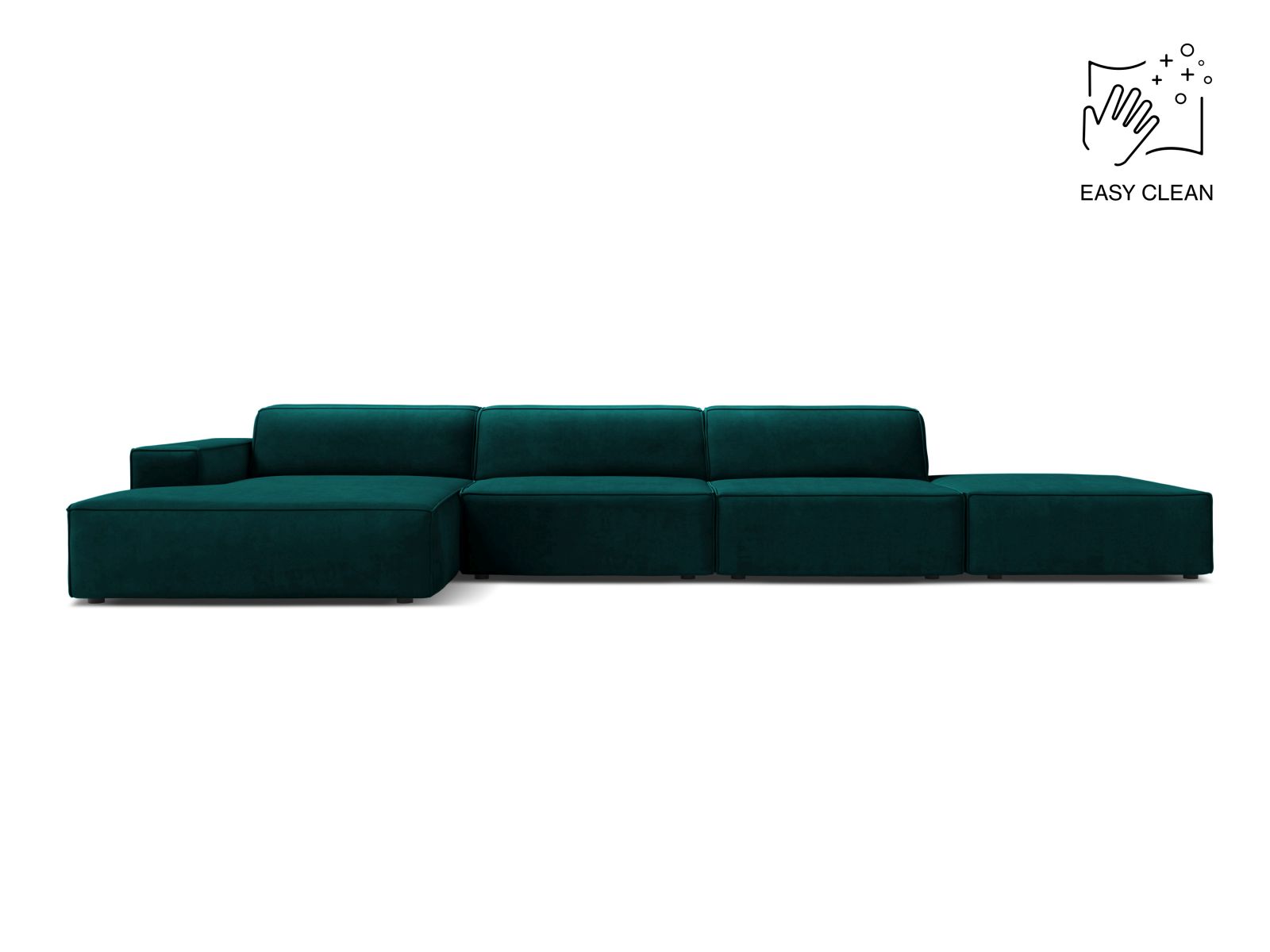 Velvet Modular Left Corner Sofa, "Jodie", 5 Seats, 341x162x77