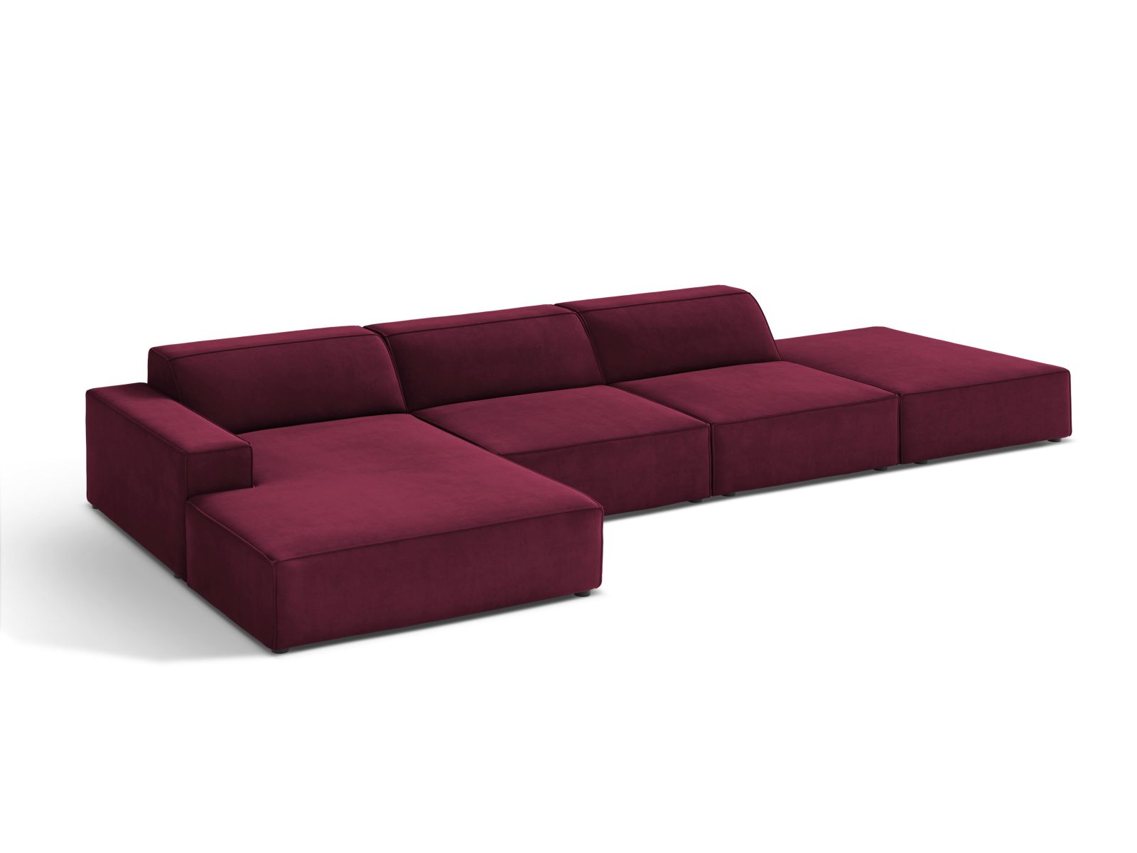 Velvet Modular Left Corner Sofa, "Jodie", 5 Seats, 341x162x77