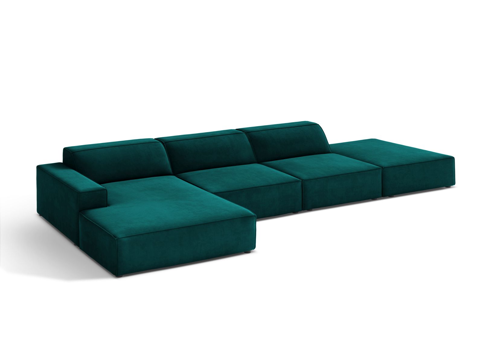 Velvet Modular Left Corner Sofa, "Jodie", 5 Seats, 341x162x77