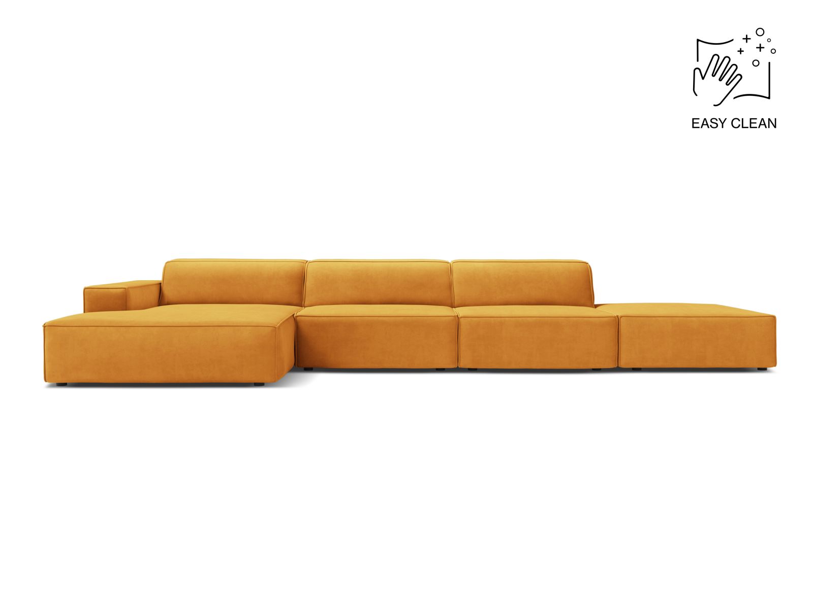 Velvet Modular Left Corner Sofa, "Jodie", 5 Seats, 341x162x77