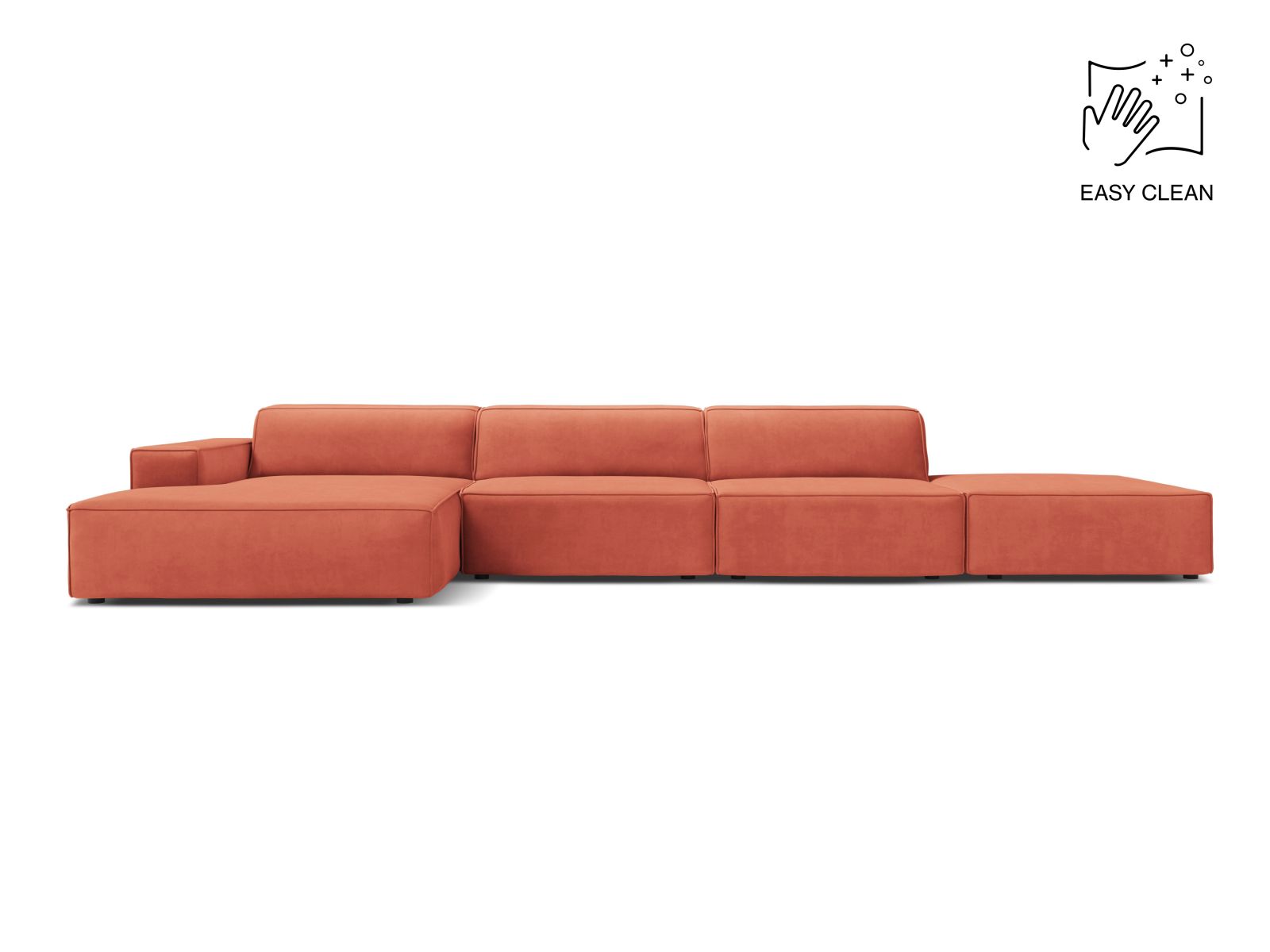 Velvet Modular Left Corner Sofa, "Jodie", 5 Seats, 341x162x77