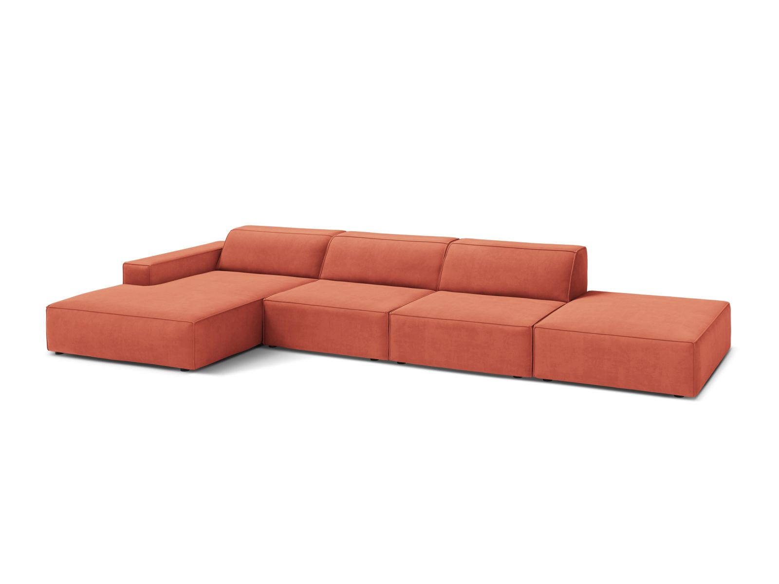 Velvet Modular Left Corner Sofa, "Jodie", 5 Seats, 341x162x77