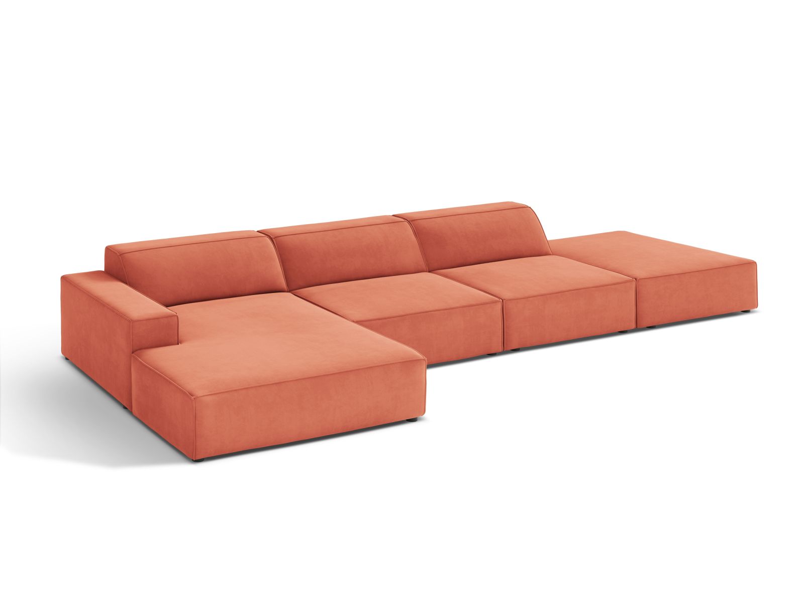 Velvet Modular Left Corner Sofa, "Jodie", 5 Seats, 341x162x77