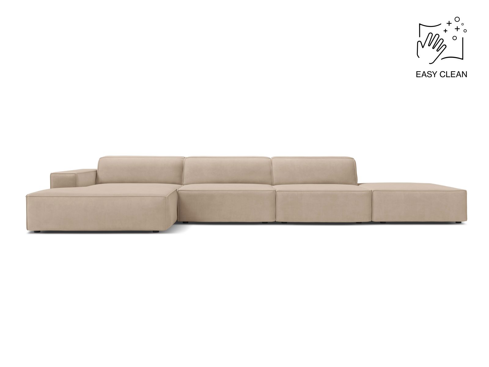 Velvet Modular Left Corner Sofa, "Jodie", 5 Seats, 341x162x77