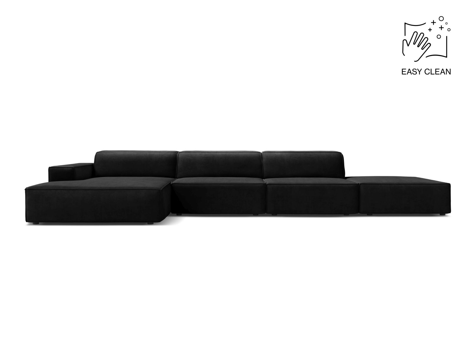 Velvet Modular Left Corner Sofa, "Jodie", 5 Seats, 341x162x77