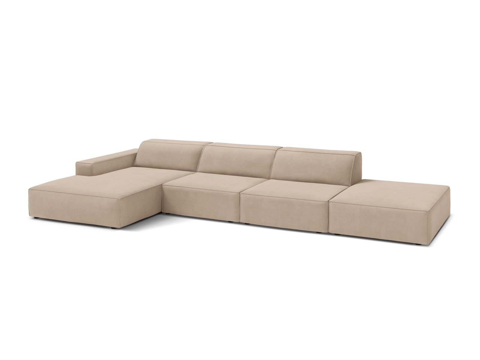 Velvet Modular Left Corner Sofa, "Jodie", 5 Seats, 341x162x77