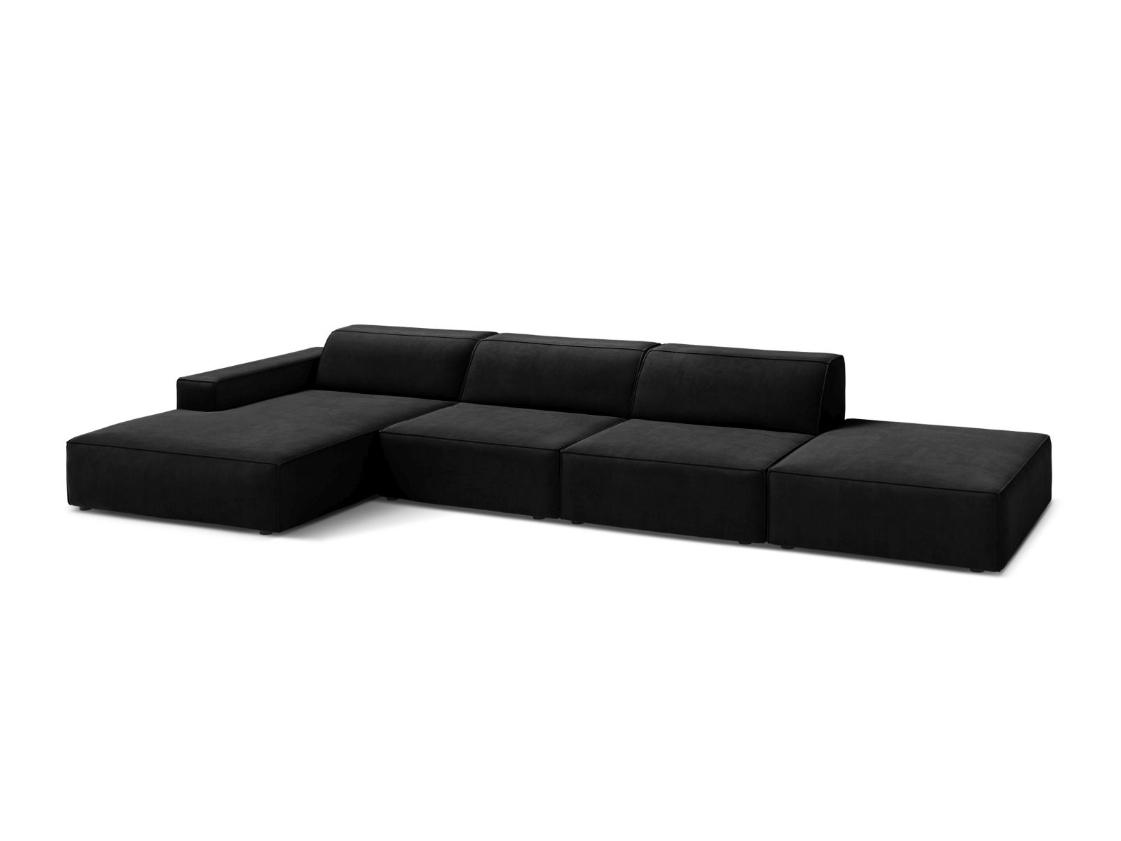 Velvet Modular Left Corner Sofa, "Jodie", 5 Seats, 341x162x77