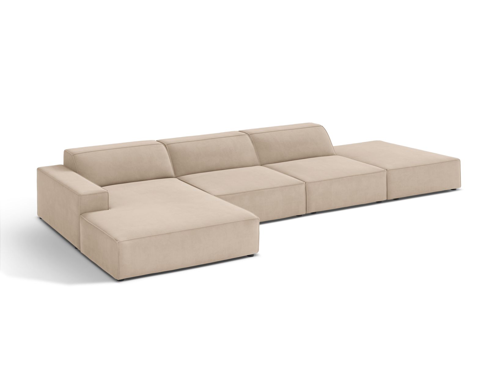 Velvet Modular Left Corner Sofa, "Jodie", 5 Seats, 341x162x77