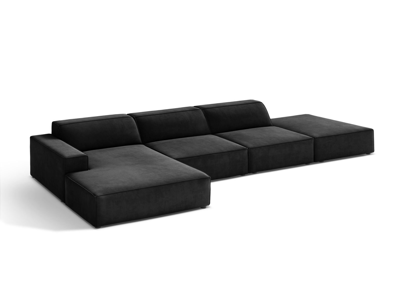 Velvet Modular Left Corner Sofa, "Jodie", 5 Seats, 341x162x77