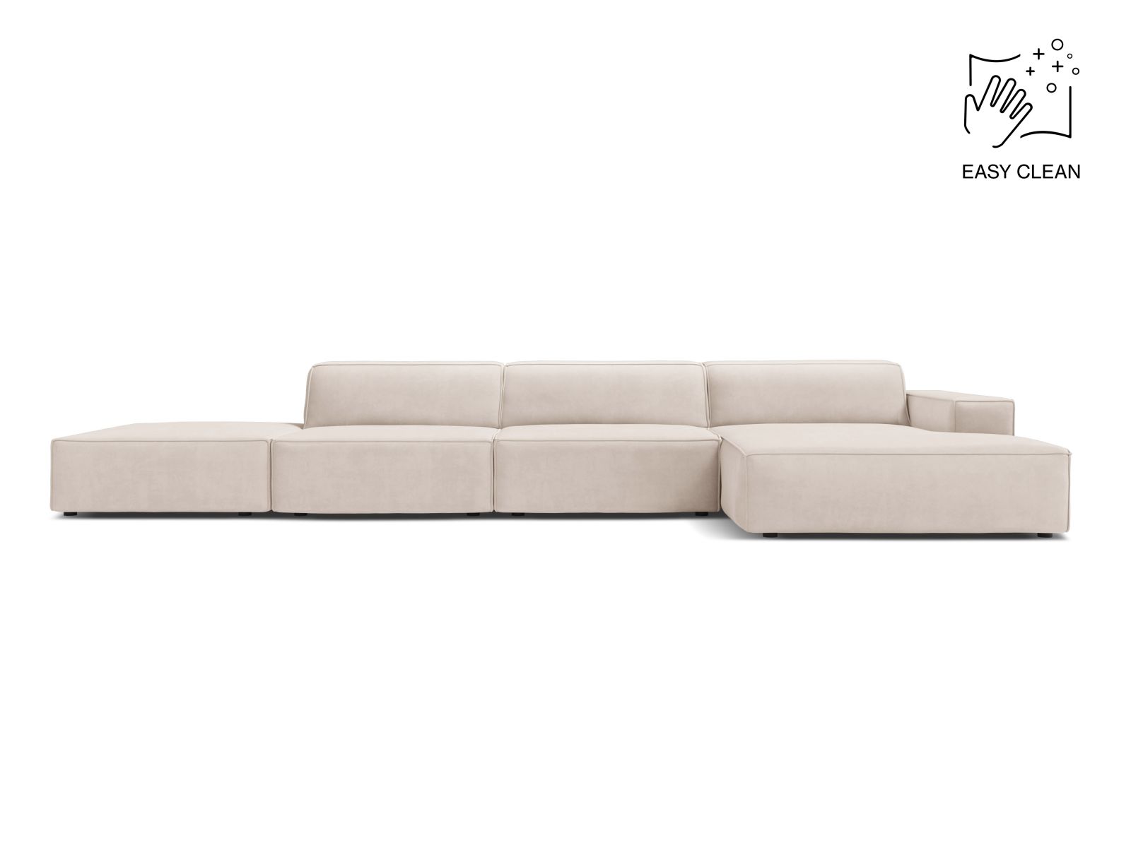 Velvet Modular Right Corner Sofa, "Jodie", 5 Seats, 341x162x77
