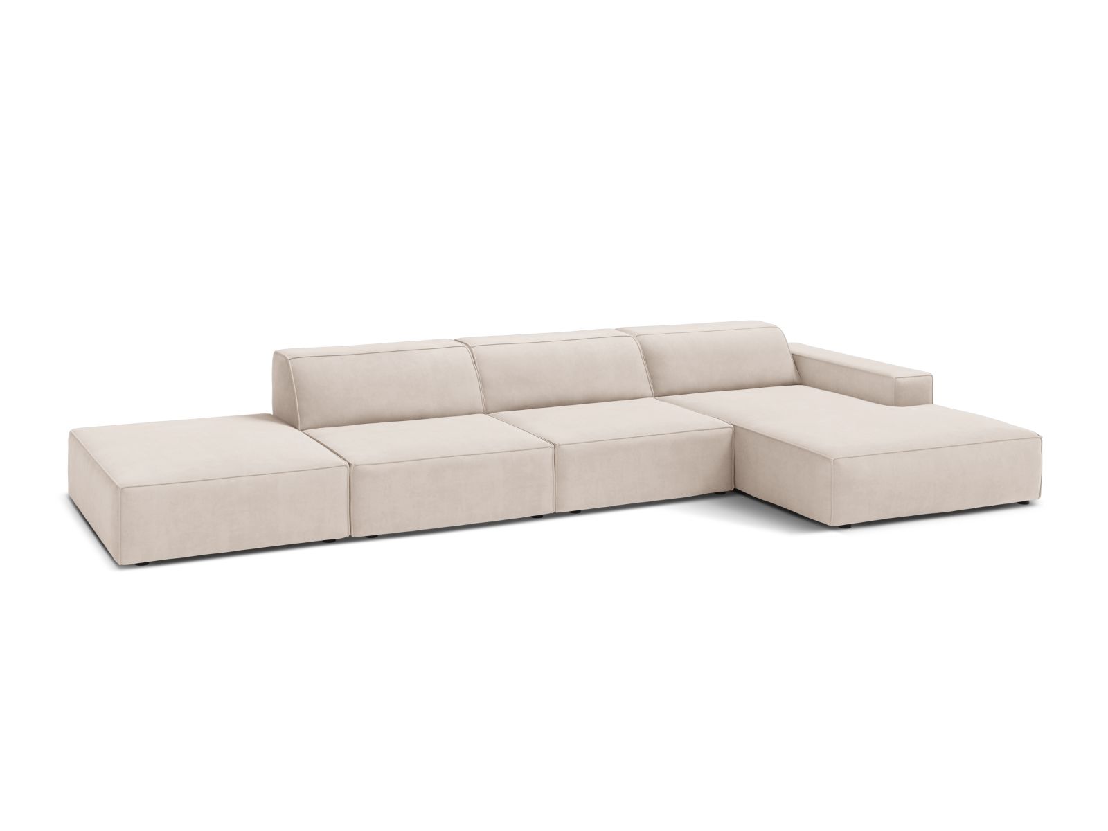 Velvet Modular Right Corner Sofa, "Jodie", 5 Seats, 341x162x77