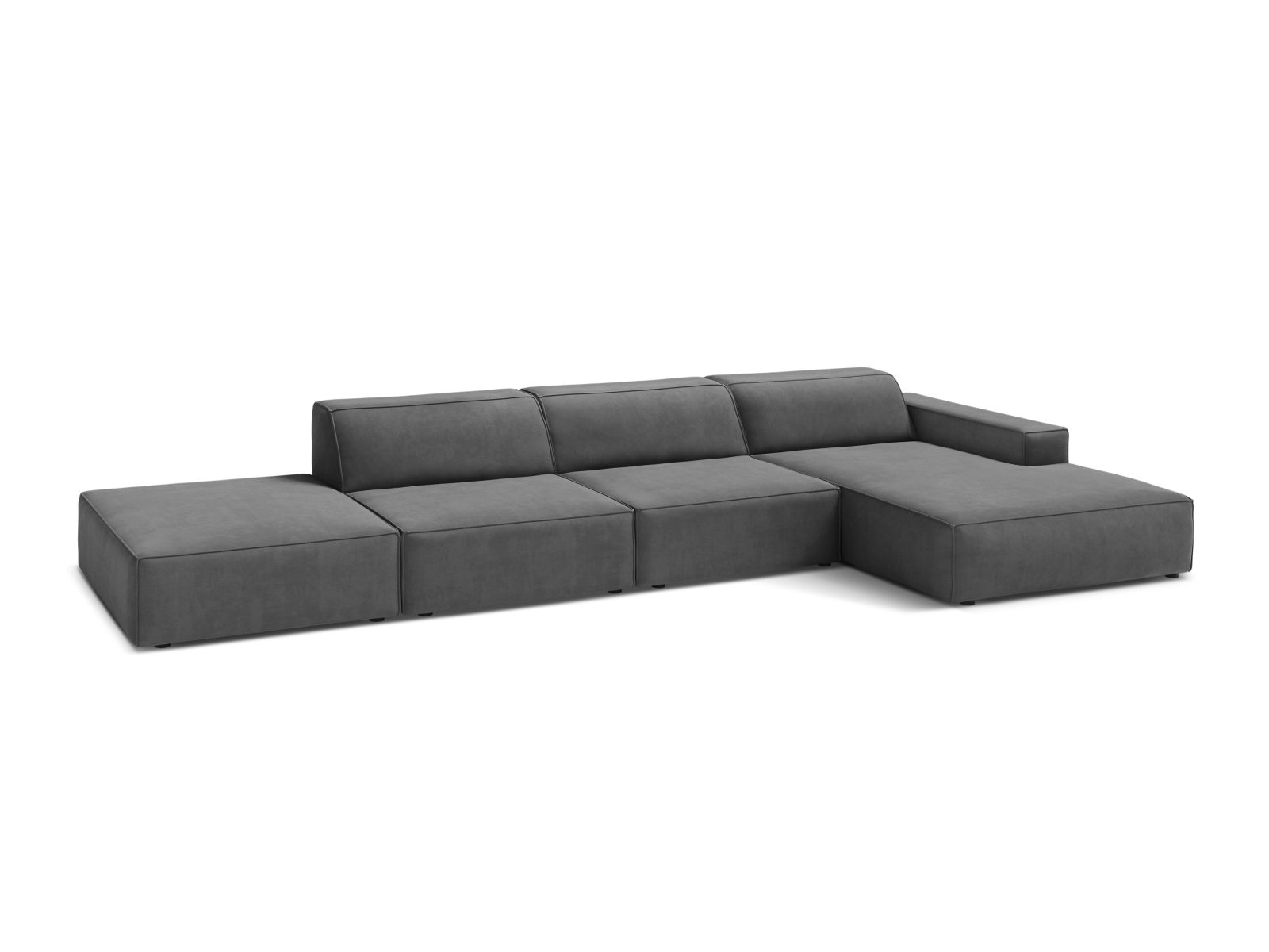 Velvet Modular Right Corner Sofa, "Jodie", 5 Seats, 341x162x77