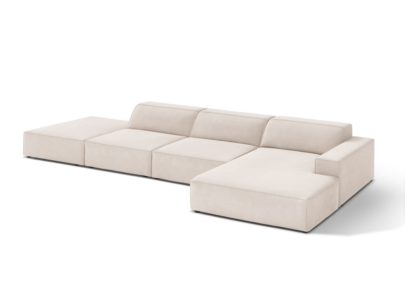 Velvet Modular Right Corner Sofa, "Jodie", 5 Seats, 341x162x77