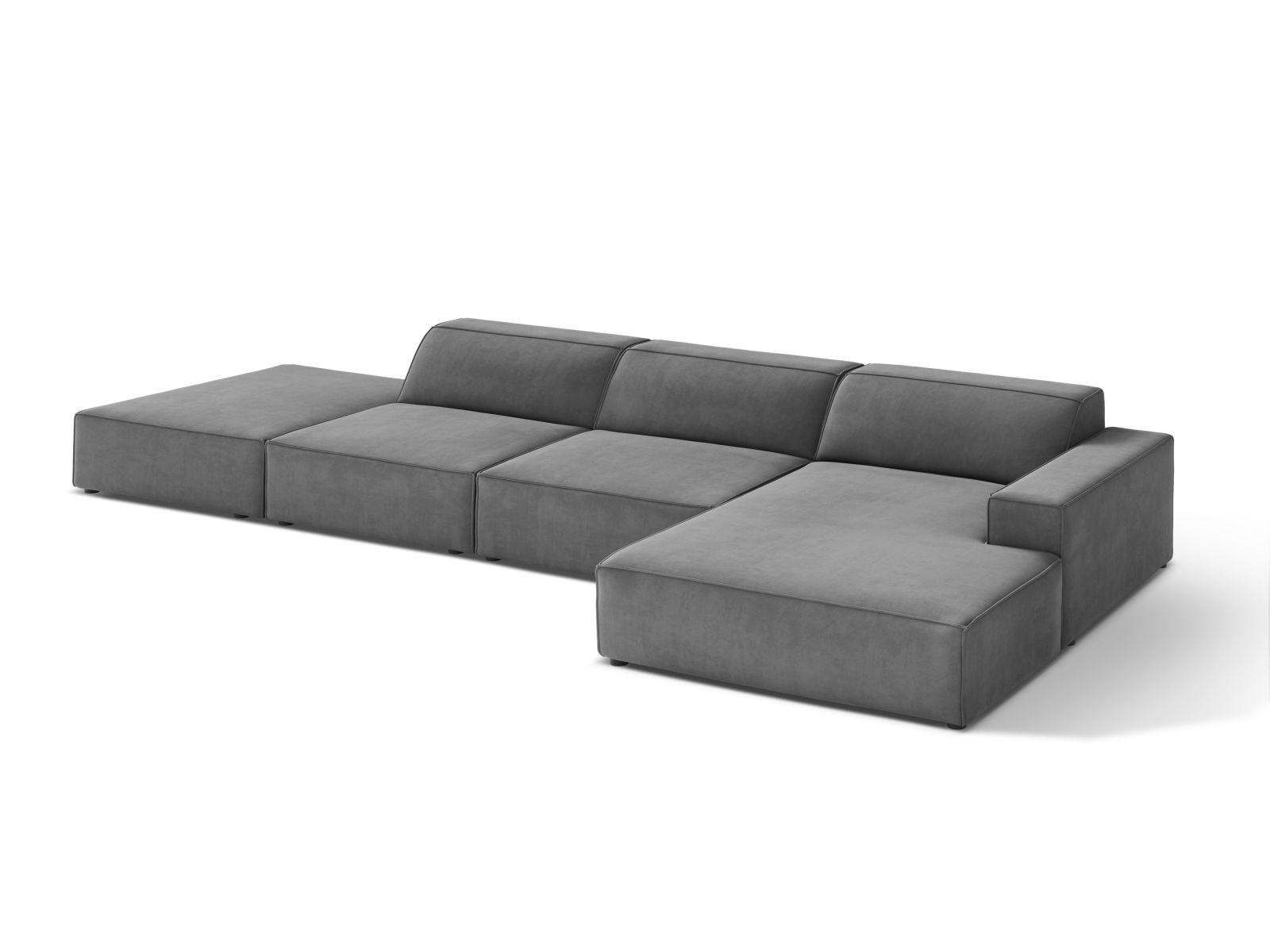 Velvet Modular Right Corner Sofa, "Jodie", 5 Seats, 341x162x77