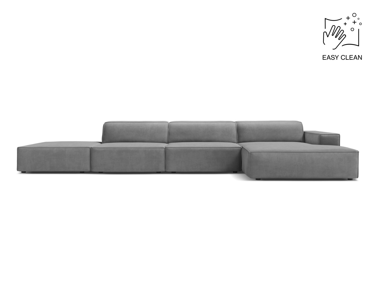 Velvet Modular Right Corner Sofa, "Jodie", 5 Seats, 341x162x77
