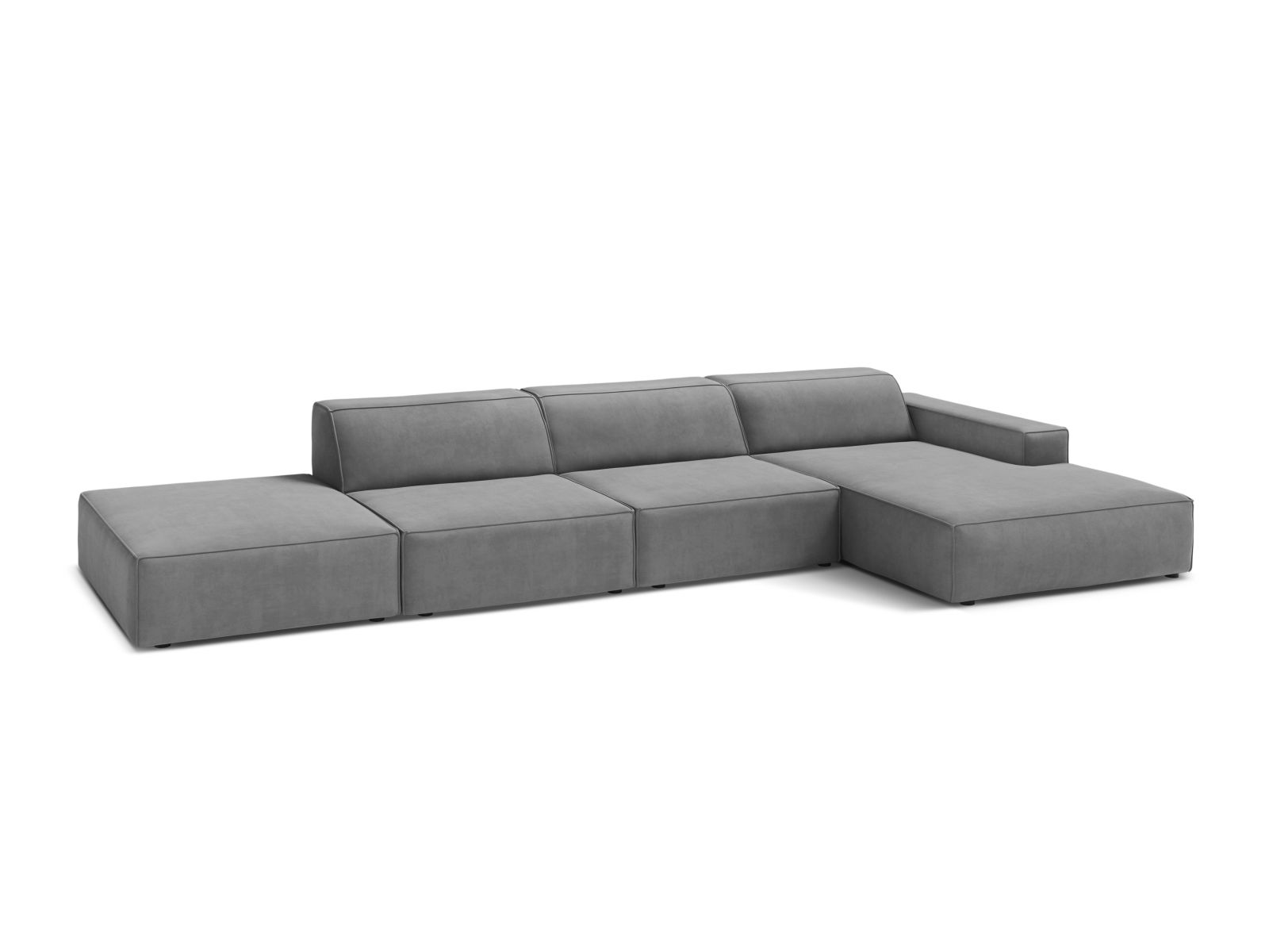 Velvet Modular Right Corner Sofa, "Jodie", 5 Seats, 341x162x77