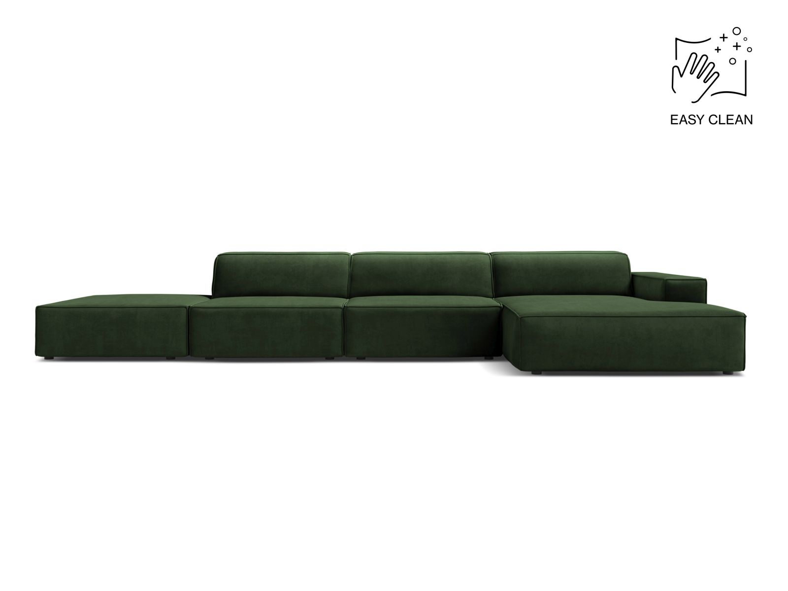 Velvet Modular Right Corner Sofa, "Jodie", 5 Seats, 341x162x77