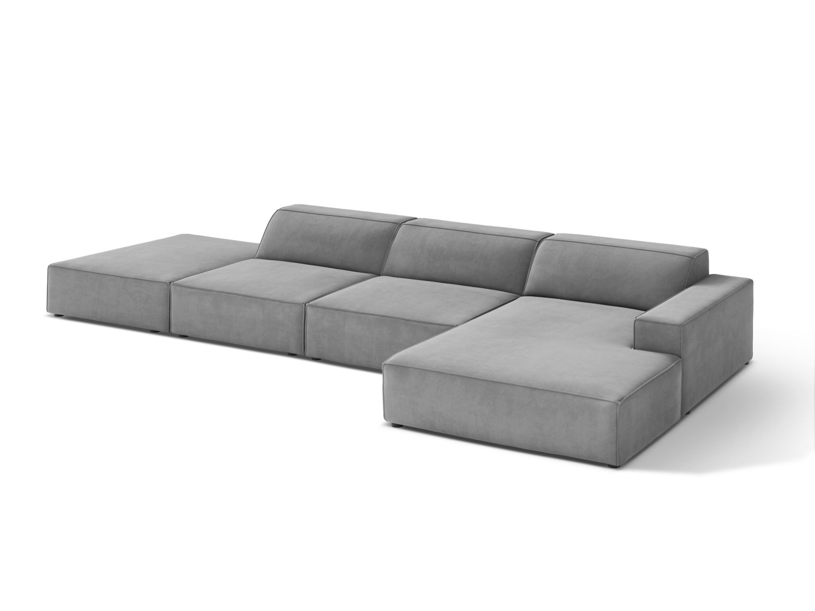 Velvet Modular Right Corner Sofa, "Jodie", 5 Seats, 341x162x77