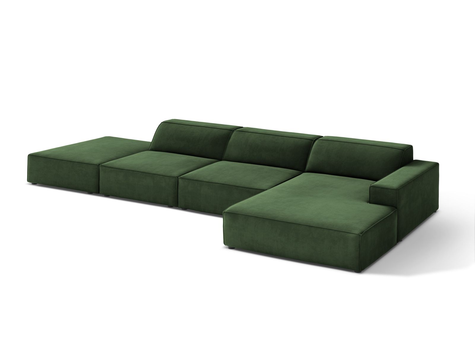 Velvet Modular Right Corner Sofa, "Jodie", 5 Seats, 341x162x77