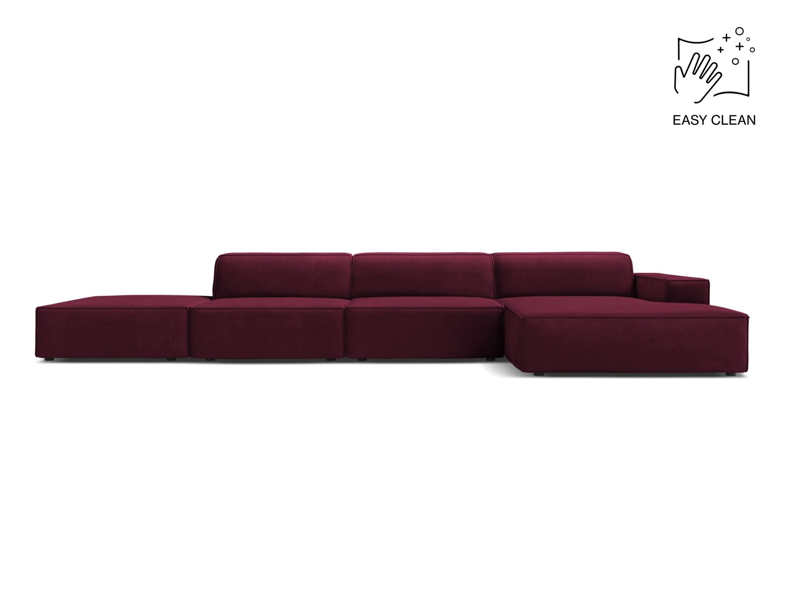 Velvet Modular Right Corner Sofa, "Jodie", 5 Seats, 341x162x77