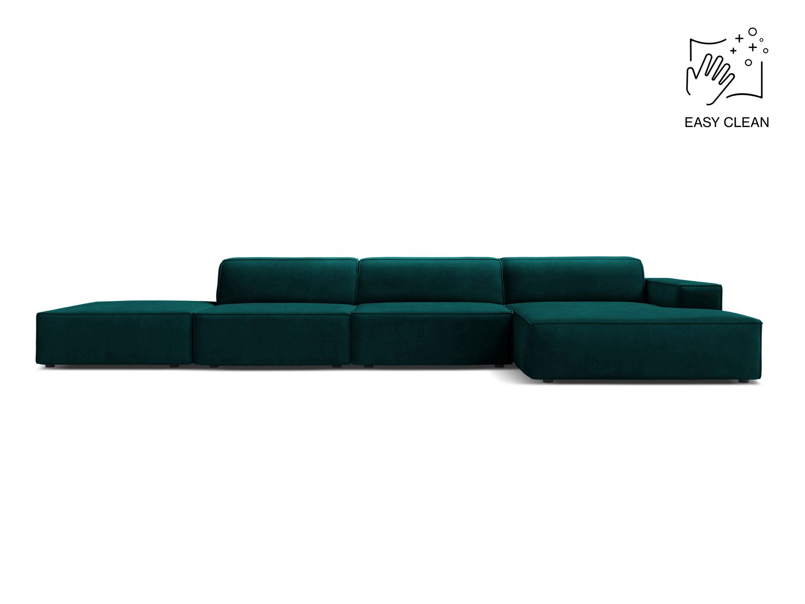 Velvet Modular Right Corner Sofa, "Jodie", 5 Seats, 341x162x77