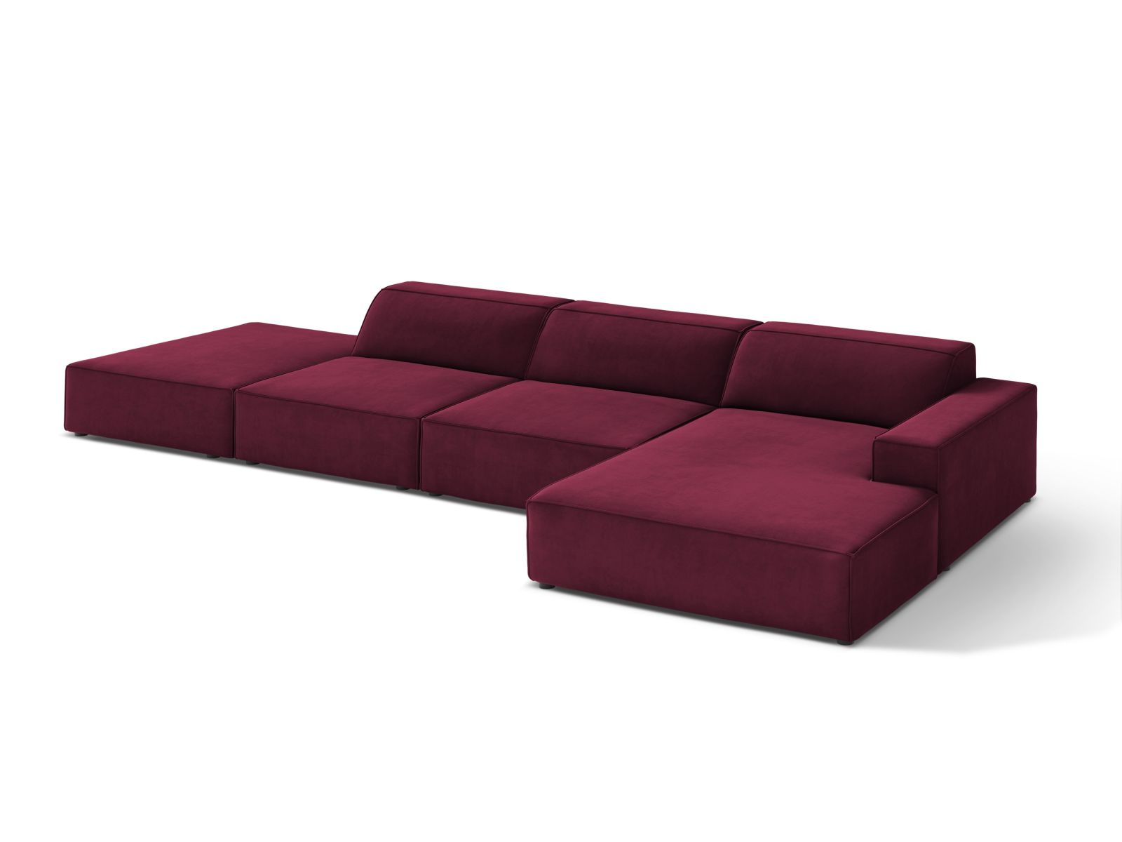 Velvet Modular Right Corner Sofa, "Jodie", 5 Seats, 341x162x77