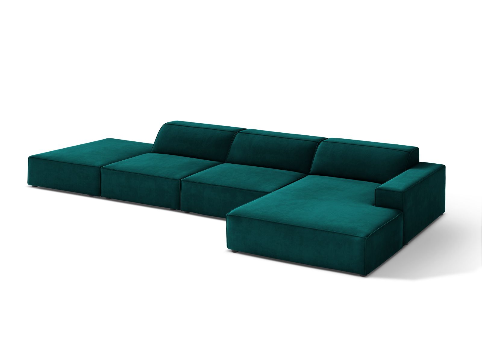 Velvet Modular Right Corner Sofa, "Jodie", 5 Seats, 341x162x77