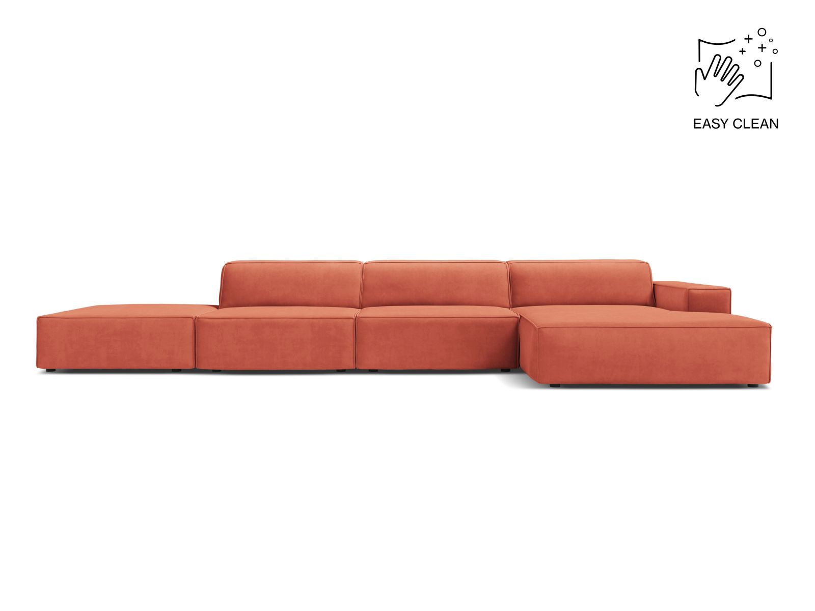 Velvet Modular Right Corner Sofa, "Jodie", 5 Seats, 341x162x77