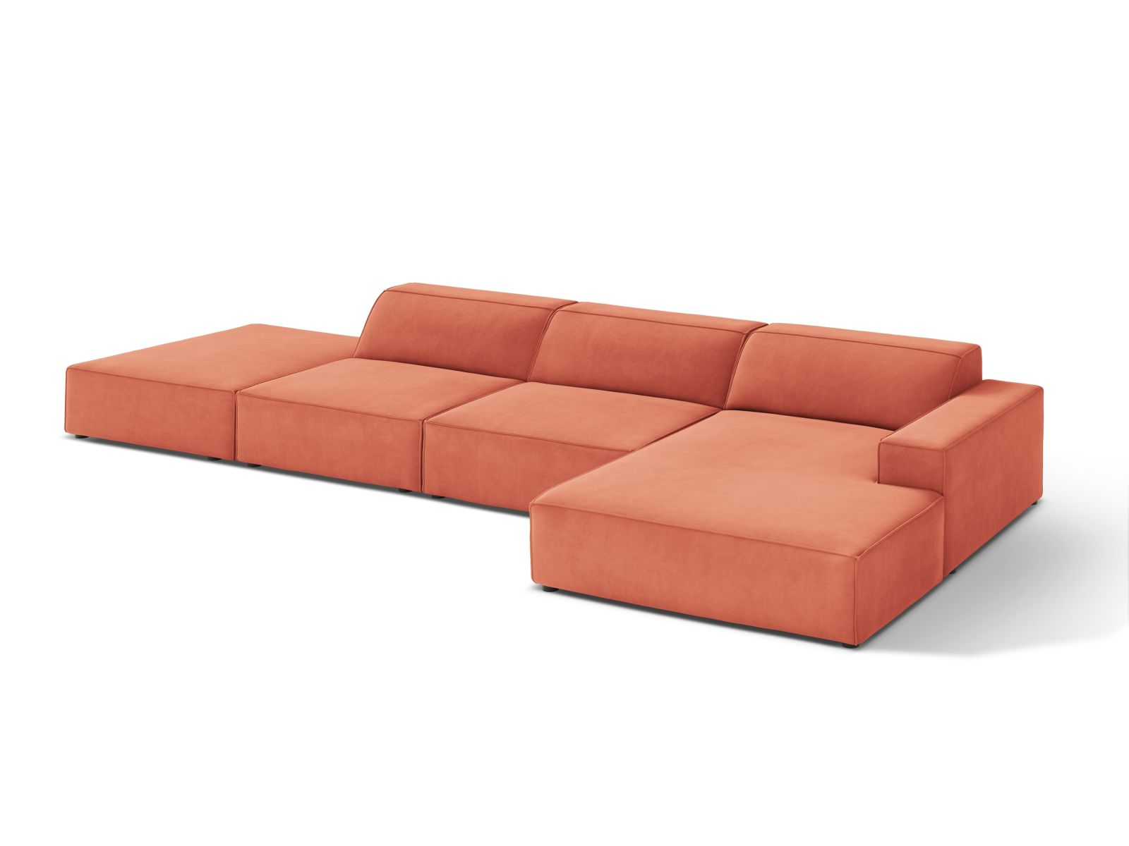 Velvet Modular Right Corner Sofa, "Jodie", 5 Seats, 341x162x77