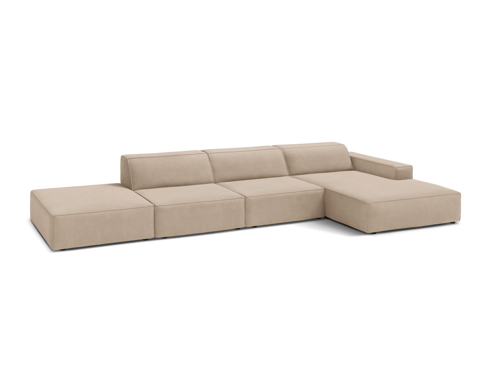 Velvet Modular Right Corner Sofa, "Jodie", 5 Seats, 341x162x77