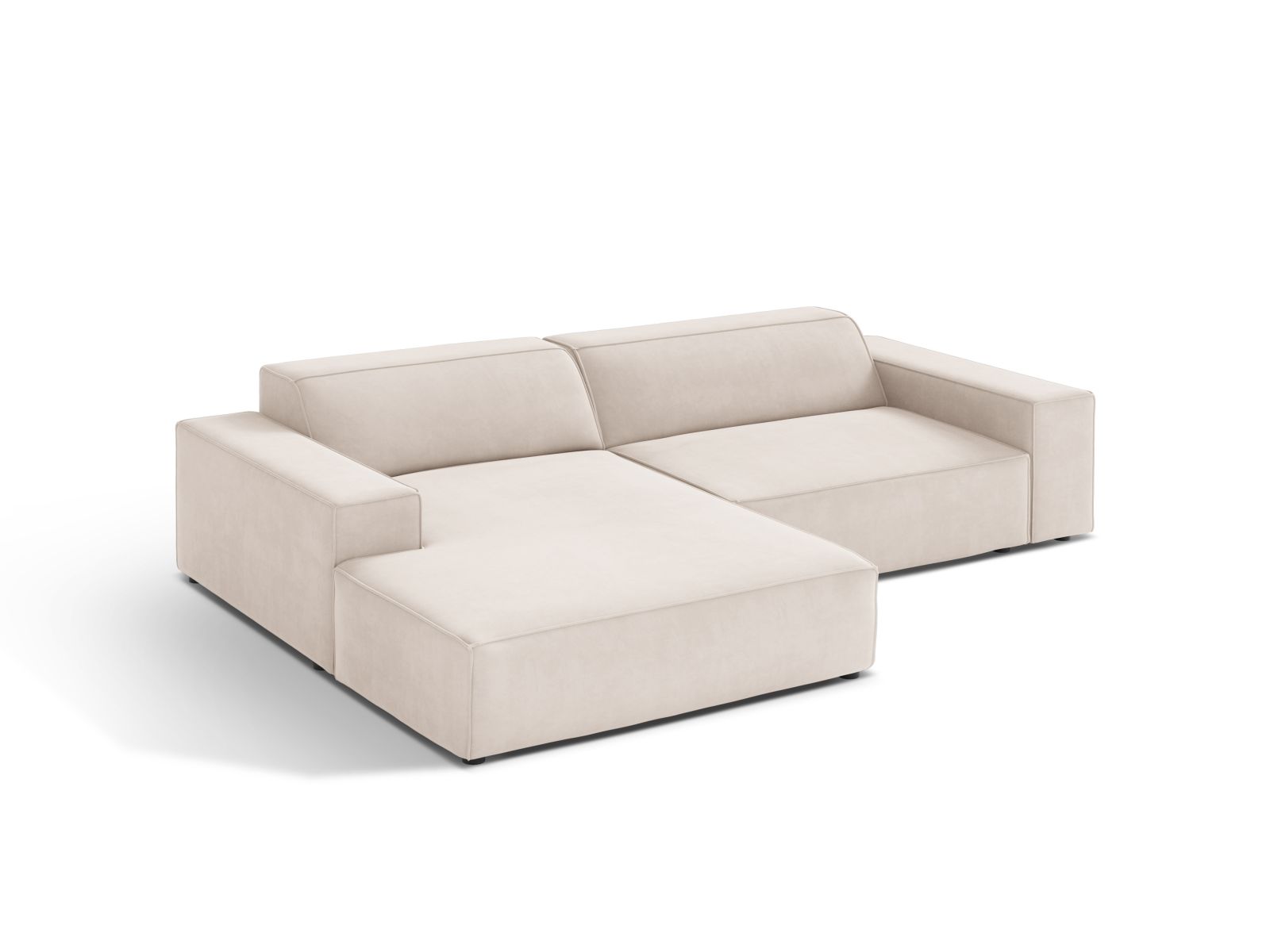 Velvet Modular Left Corner Sofa, "Jodie", 3 Seats, 224x162x77