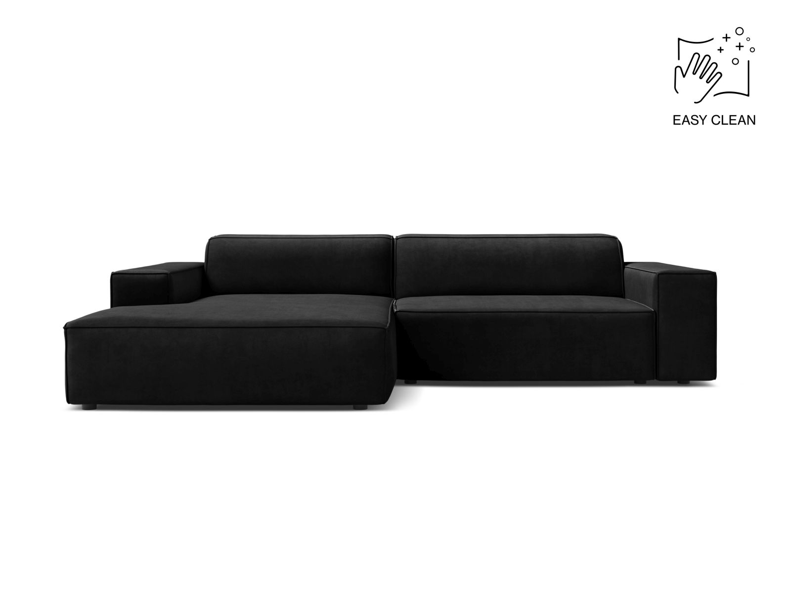 Velvet Modular Left Corner Sofa, "Jodie", 3 Seats, 224x162x77