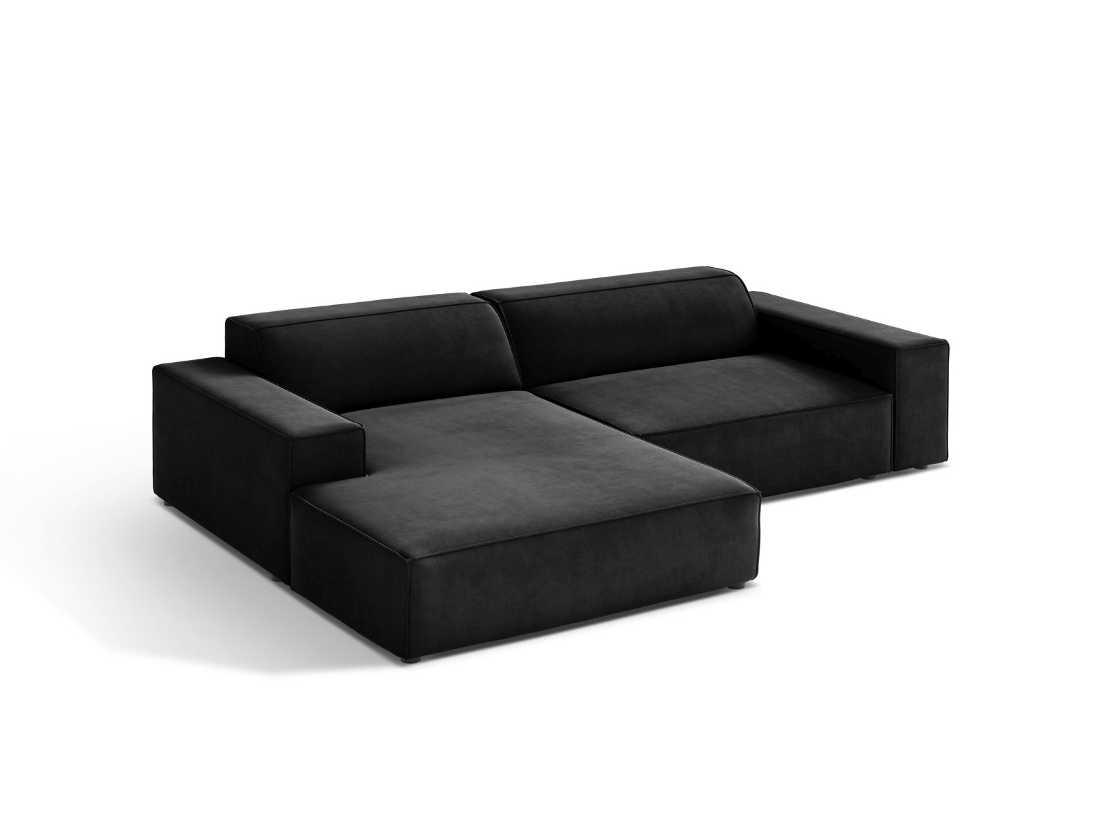 Velvet Modular Left Corner Sofa, "Jodie", 3 Seats, 224x162x77