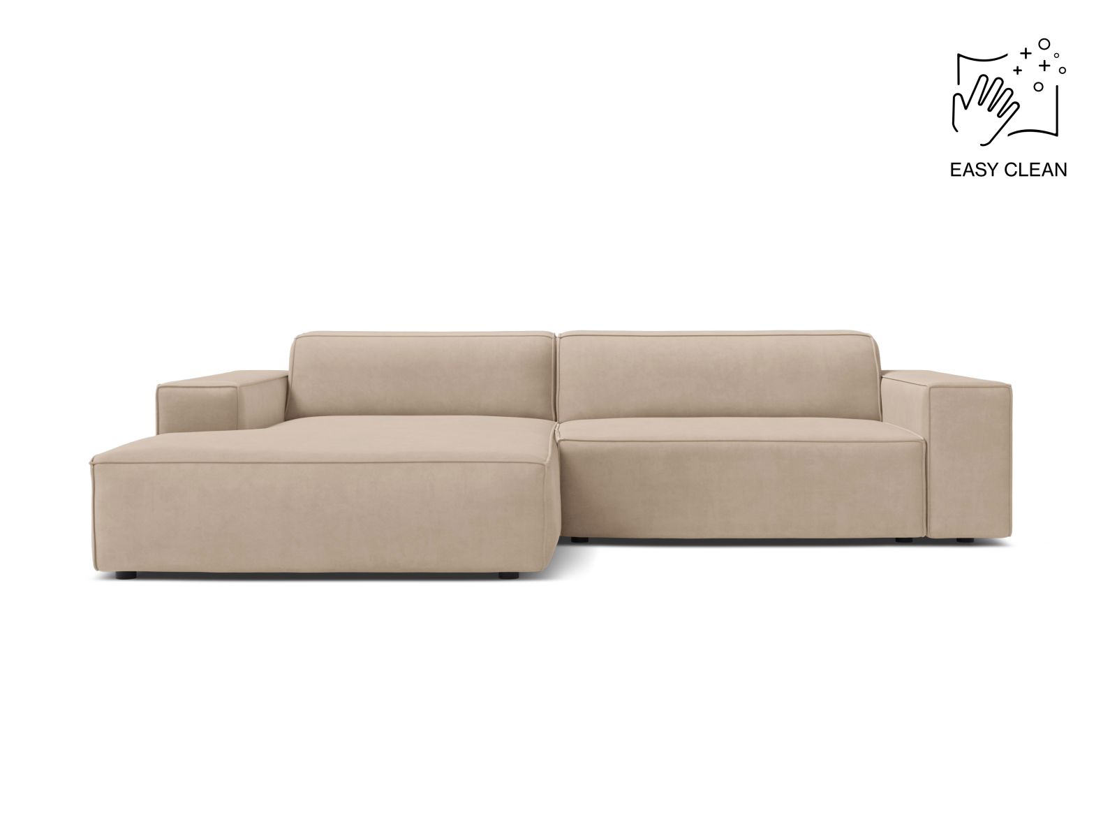 Velvet Modular Left Corner Sofa, "Jodie", 3 Seats, 224x162x77