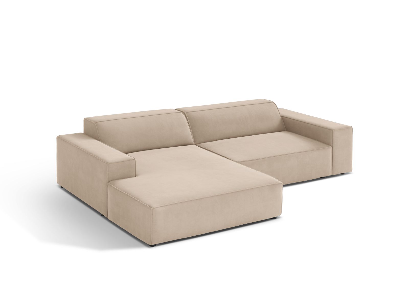 Velvet Modular Left Corner Sofa, "Jodie", 3 Seats, 224x162x77