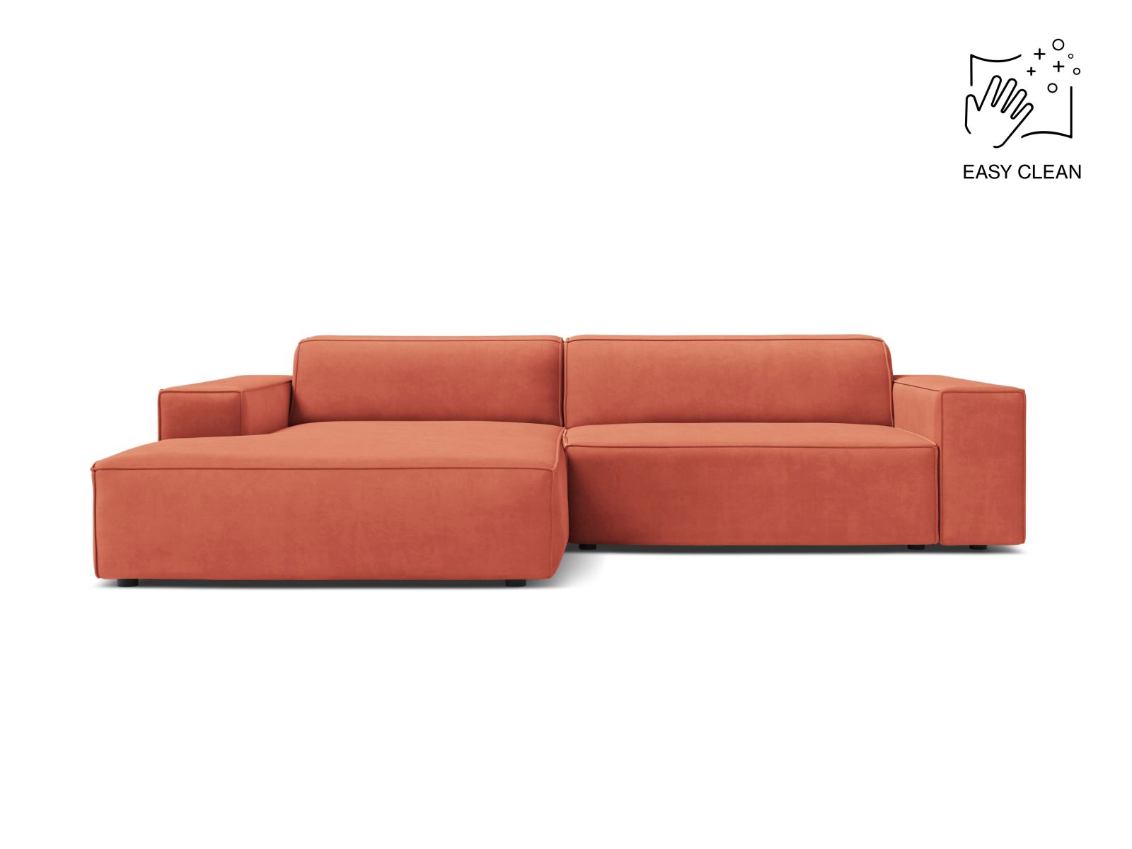 Velvet Modular Left Corner Sofa, "Jodie", 3 Seats, 224x162x77