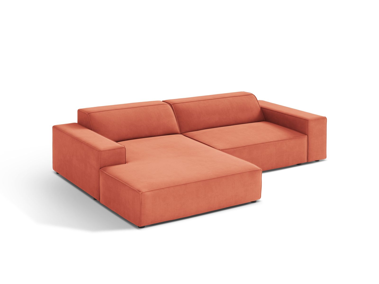 Velvet Modular Left Corner Sofa, "Jodie", 3 Seats, 224x162x77