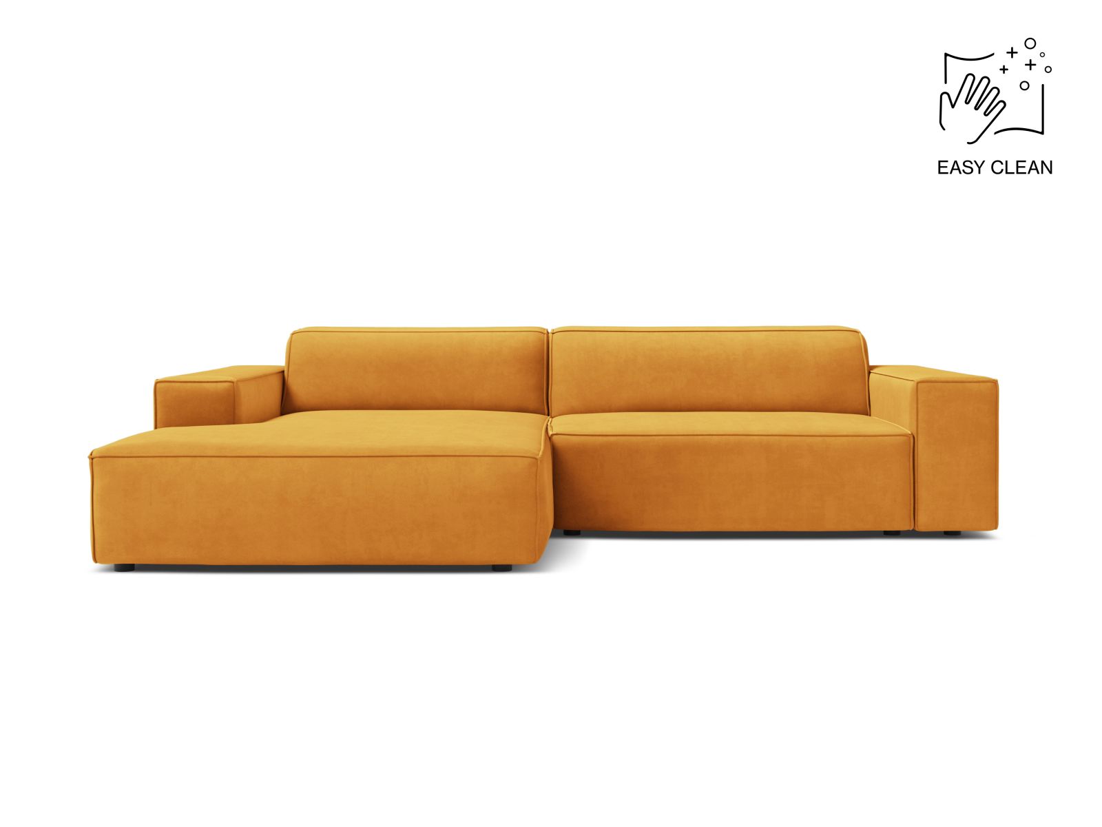 Velvet Modular Left Corner Sofa, "Jodie", 3 Seats, 224x162x77