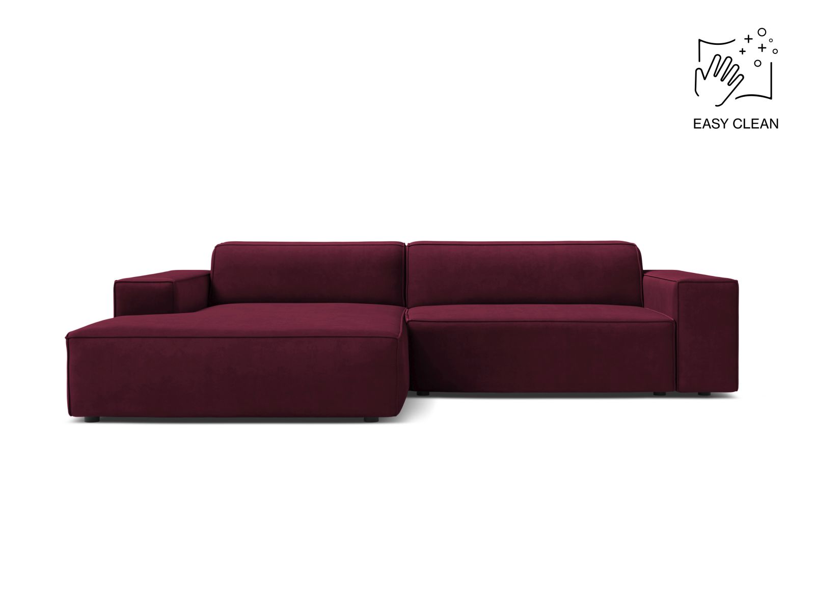 Velvet Modular Left Corner Sofa, "Jodie", 3 Seats, 224x162x77