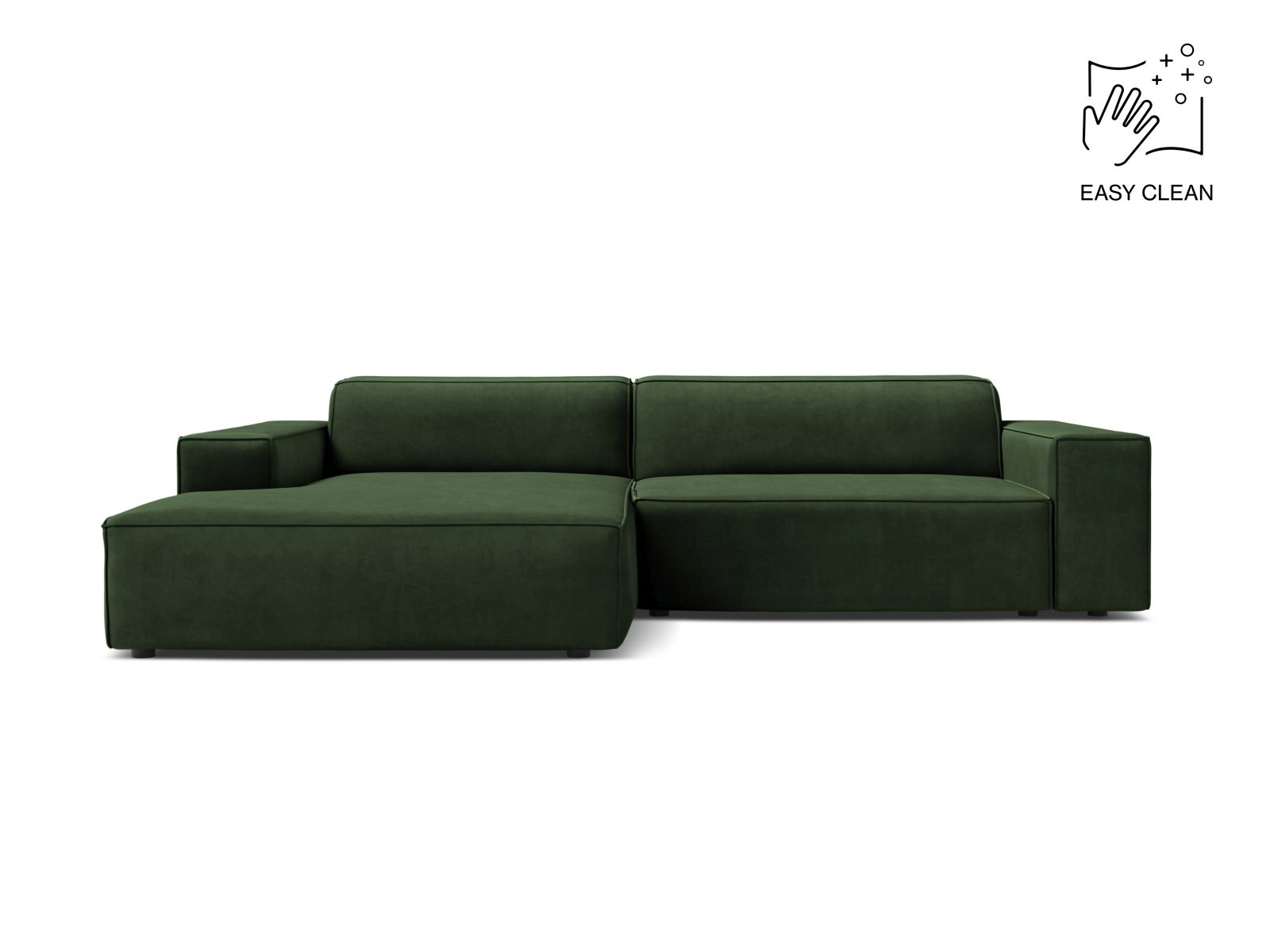 Velvet Modular Left Corner Sofa, "Jodie", 3 Seats, 224x162x77